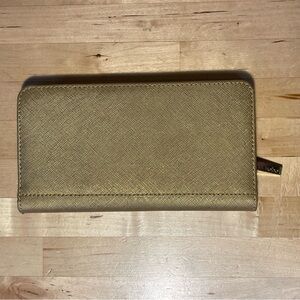 HOBO Gold Tone Leather Zipper Around Wallet